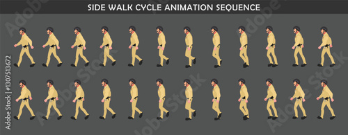 Police walk cycle animation sequence, Frame by frame animation of police officer walk.