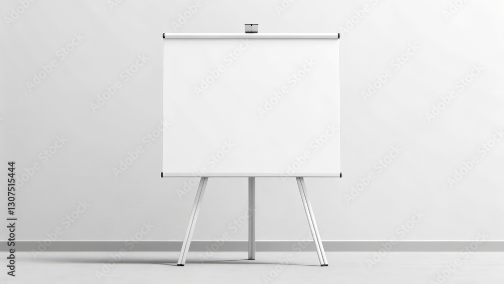 A blank white presentation board mounted on a white stand, isolated against a white background. The board is positioned at a slight angle, providing an ideal canvas for showcasing presentations. A blank white presentation board mounted on a white stand, isolated against a white background. The board is positioned at a slight angle, providing an ideal canvas for showcasing presentations.