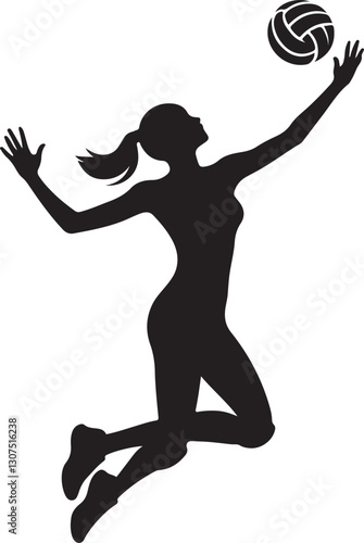 Silhouette of women playing volleyball