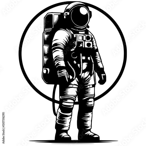 Silhouette of standing astronaut