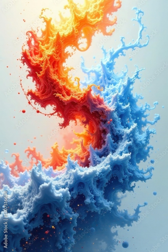 A Serene Abstract Composition of Intermingling Warm and Cool Hues, Evoking a Sense of Dynamic Equilibrium and Visual Harmony A Serene Abstract Composition of Intermingling Warm and Cool Hues, Evoking a Sense of Dynamic Equilibrium and Visual Harmony