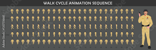 Police walk cycle animation sequence, Frame by frame animation of police officer walk.