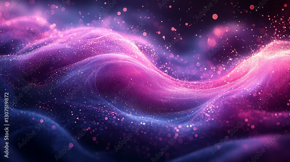 Obraz premium Abstract Glittering Waves of Purple and Pink Light Particle Background