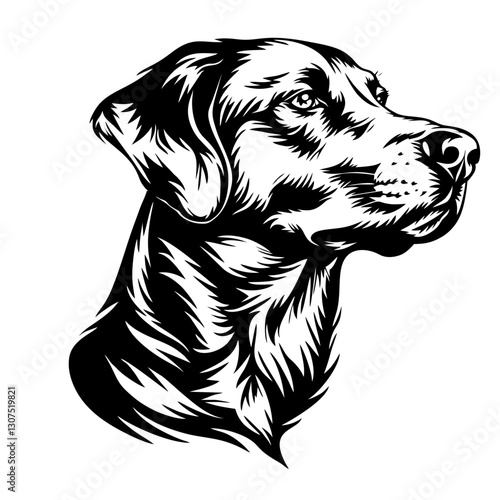 anatolian shepherd Intricate black and white illustration of a labrador retriever in profile view