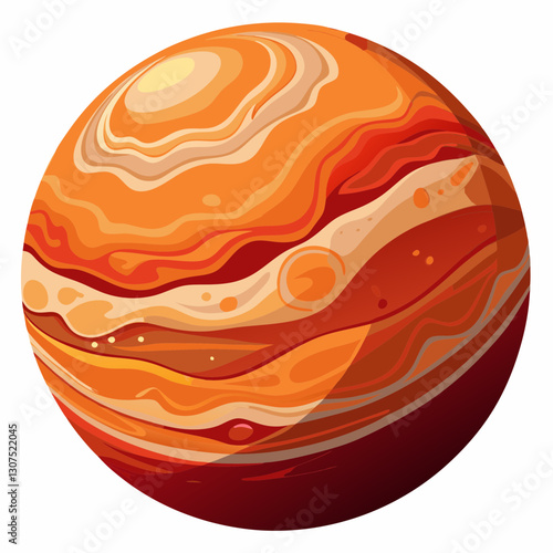 Jupiter Planet Globe Isolated on White Background – High-Resolution Space Image.