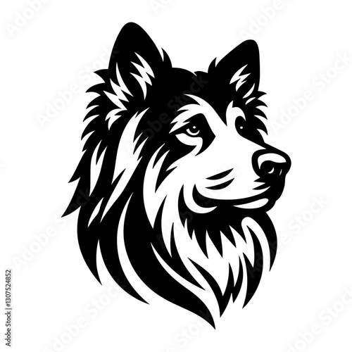 Shepherd's head is a black and white simple logo. EPS vector graphics.