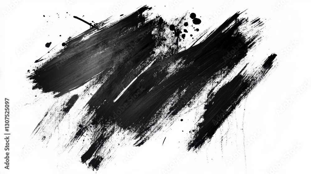 Abstract black paint splatter on white background. Possible use graphic design element Abstract black paint splatter on white background. Possible use graphic design element