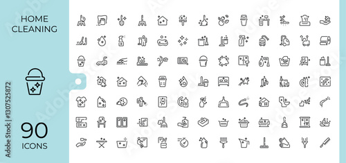 Home Cleaning simple icon. Icons virus, wash, washer, housework, sweep, toilet and more. Set of line pictogram. Minimalistic icon collections.