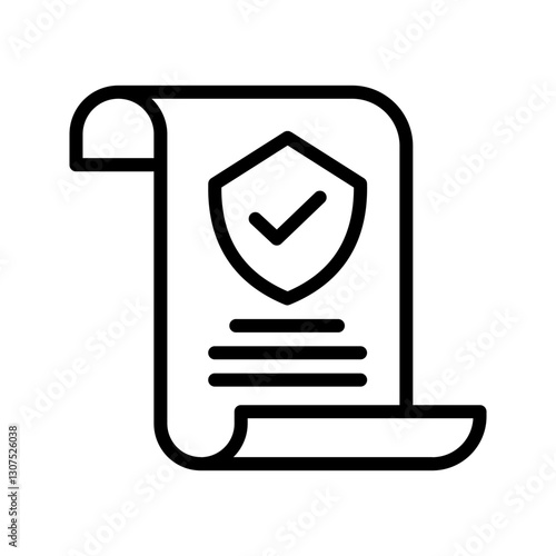 Insurance policy icon color editable on white background