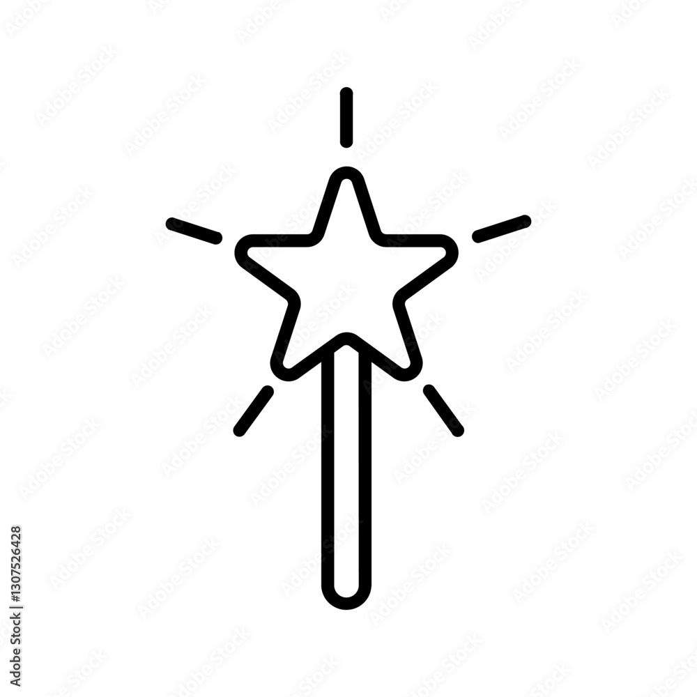 Obraz premium Magic wand icon color editable on white background