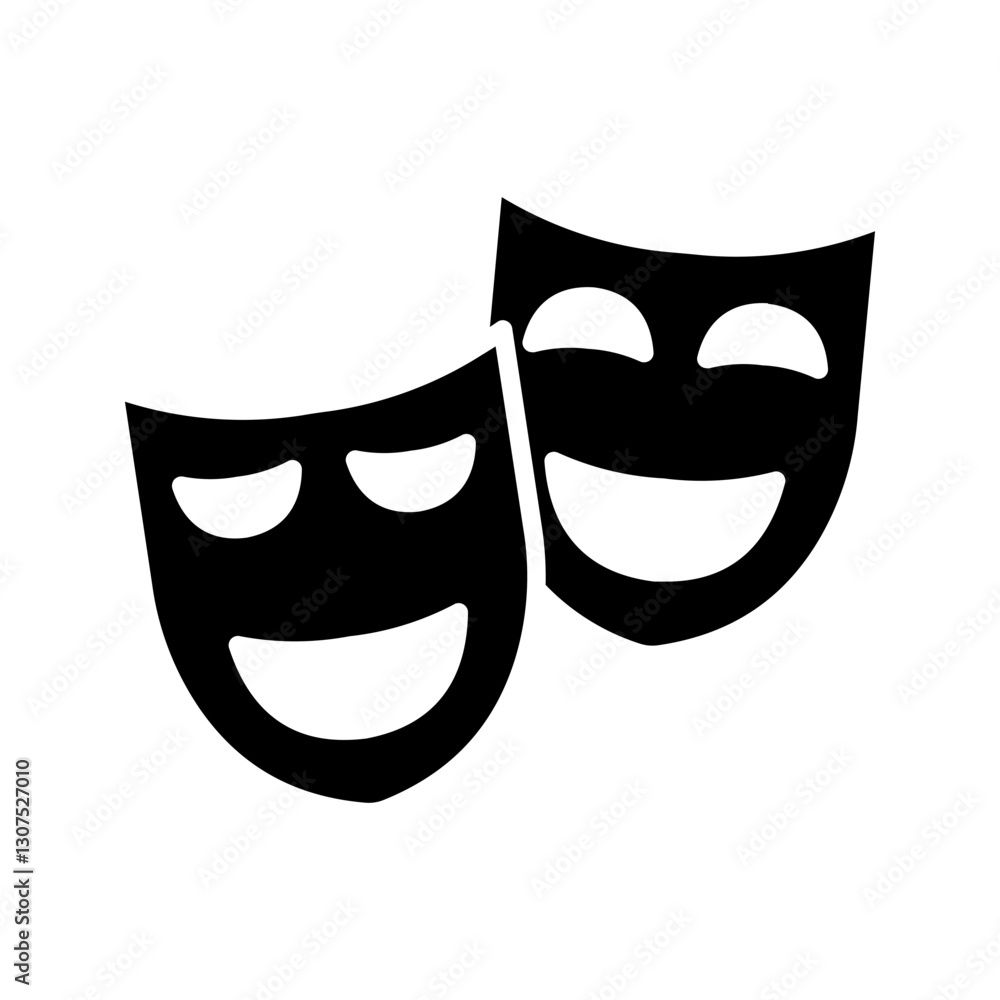 Theater mask icon color editable on white background Theater mask icon color editable on white background