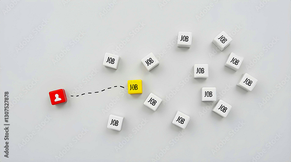 A red cube with a person icon and a dotted line leading to a yellow cube labeled A red cube with a person icon and a dotted line leading to a yellow cube labeled