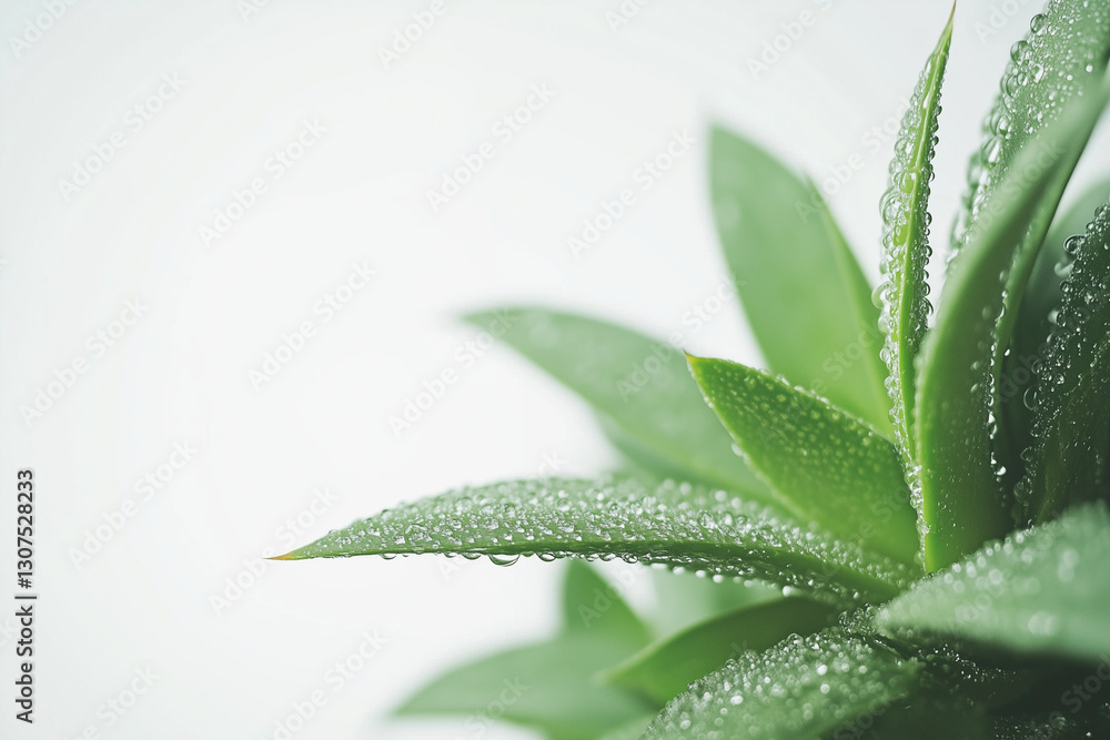 Aloe vera leaves with fresh water droplets on white background. Aloe vera leaves with fresh water droplets on white background.
