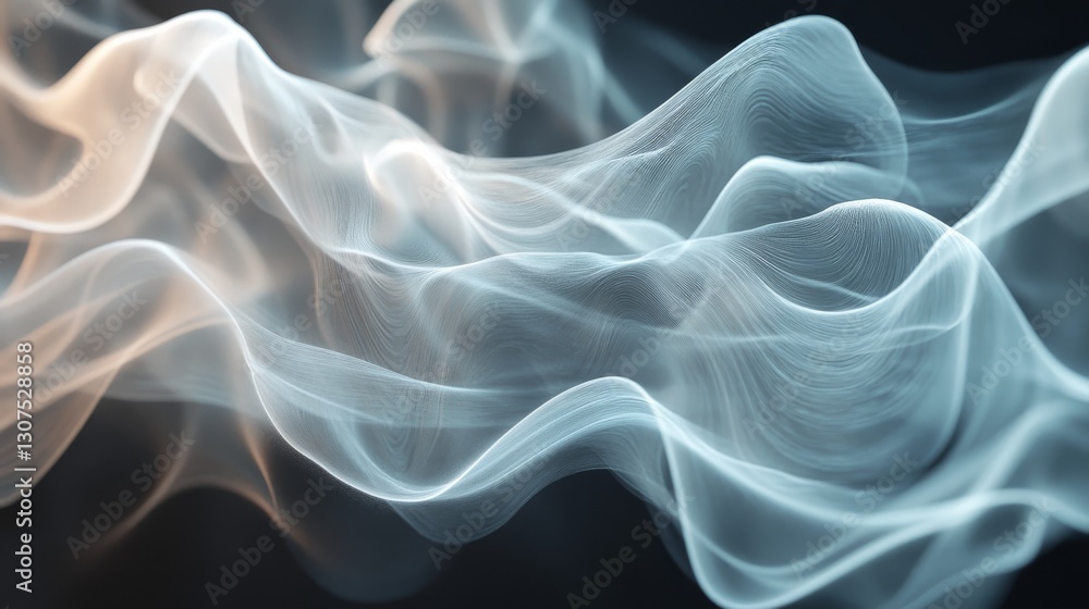 Obraz premium Abstract rendered visualization of flowing light forms with layered curves
