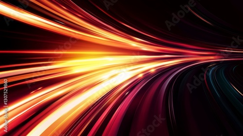 Abstract light trails in motion with bright streaks on dark background