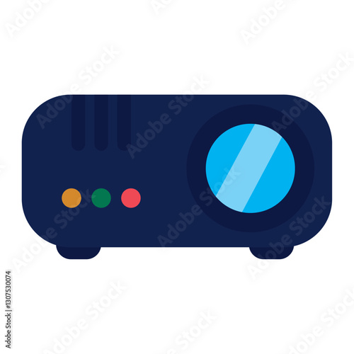 Vector Illustration of a Digital Multimedia Projector for Office Presentations, Classroom Lessons, and Conference Room Meetings