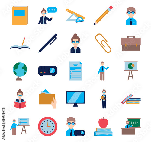 Set of teacher vector icons with white background