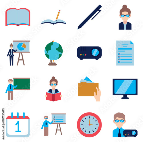 Set of teacher vector icons with white background