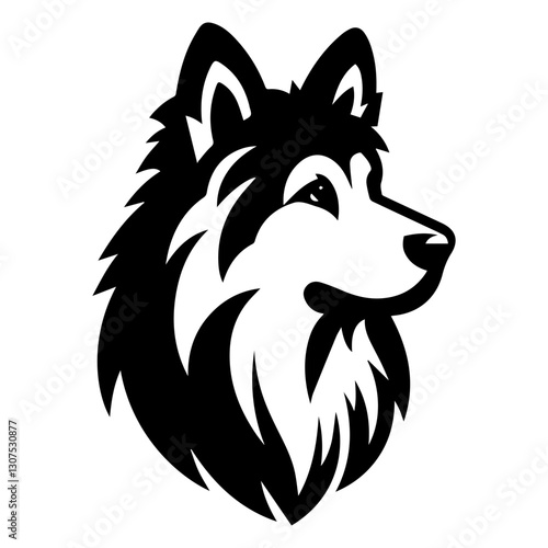 Shepherd's head is a black and white simple logo. EPS vector graphics.