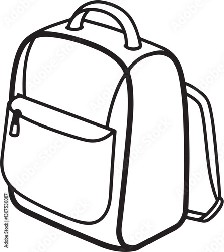 school bag line art, black outline, vector and illustration, coloring book page line art drawing