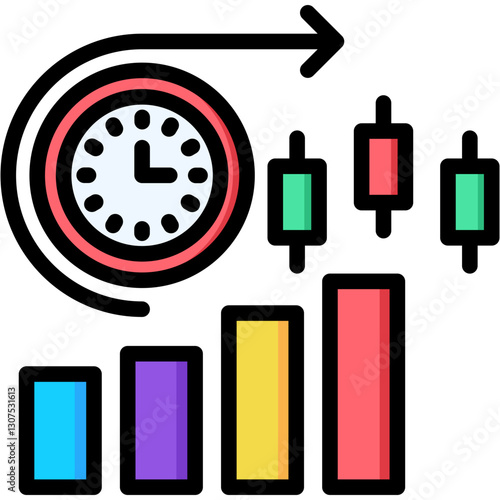 Futures Trading lineal color icon