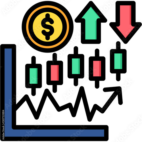 Swing Trading lineal color icon