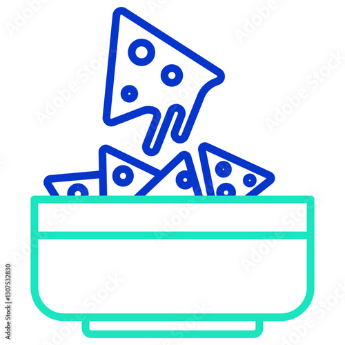 cheese nachos outline dual color icon