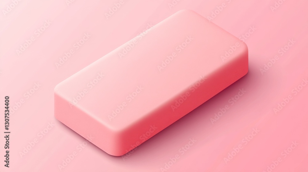 Pink rectangular eraser on gradient background Pink rectangular eraser on gradient background