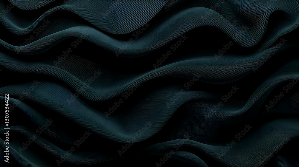 Obraz premium Textured dark fabric with flowing waves and soft shadows