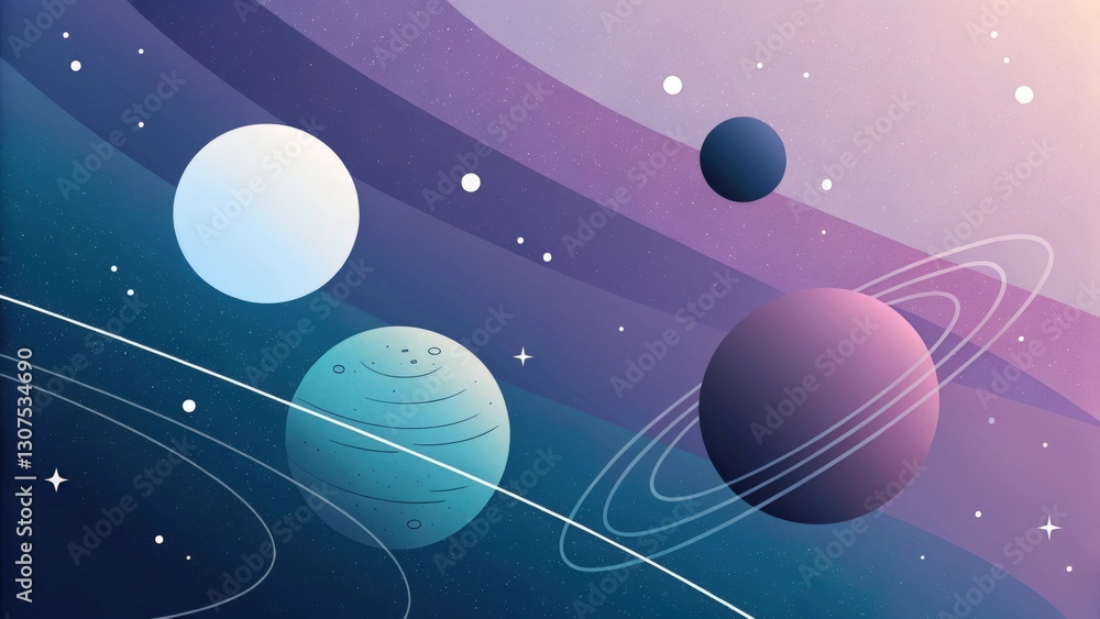 Fototapeta premium a colorful illustration of planets in space, with various sizes and shades against a cosmic background 