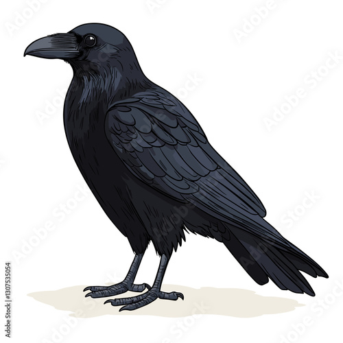 Crow Black raven bird vector illustration isolated on white background