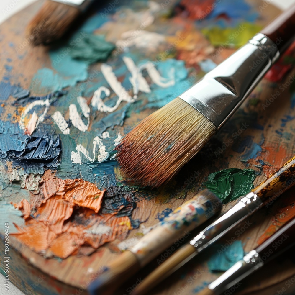 Vibrant Paintbrushes on a Palette Vibrant Paintbrushes on a Palette