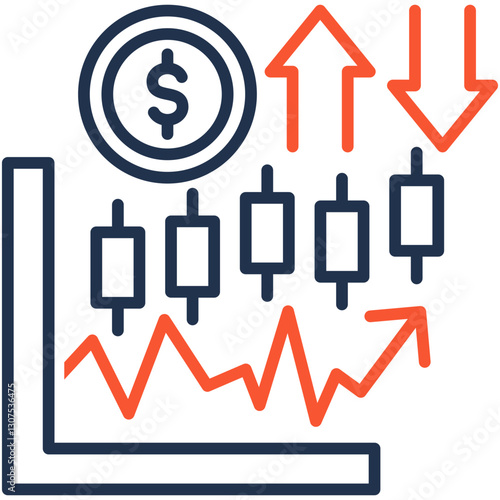 Swing Trading outline color icon