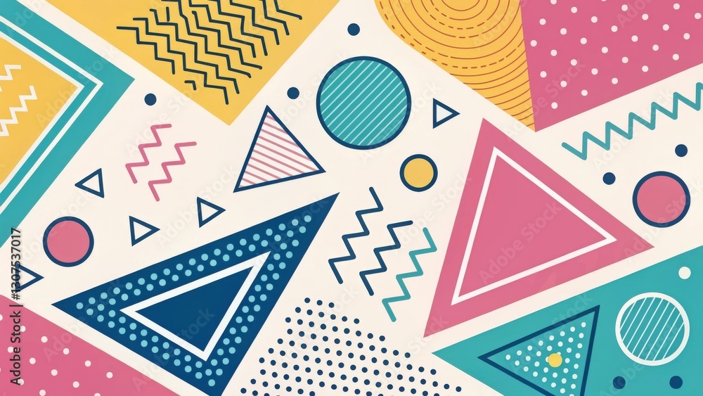Obraz premium a vibrant and playful geometric background with triangles, circles, and other shapes in various colors