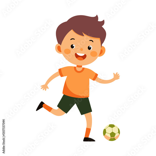boy playing football isolate on transfer background