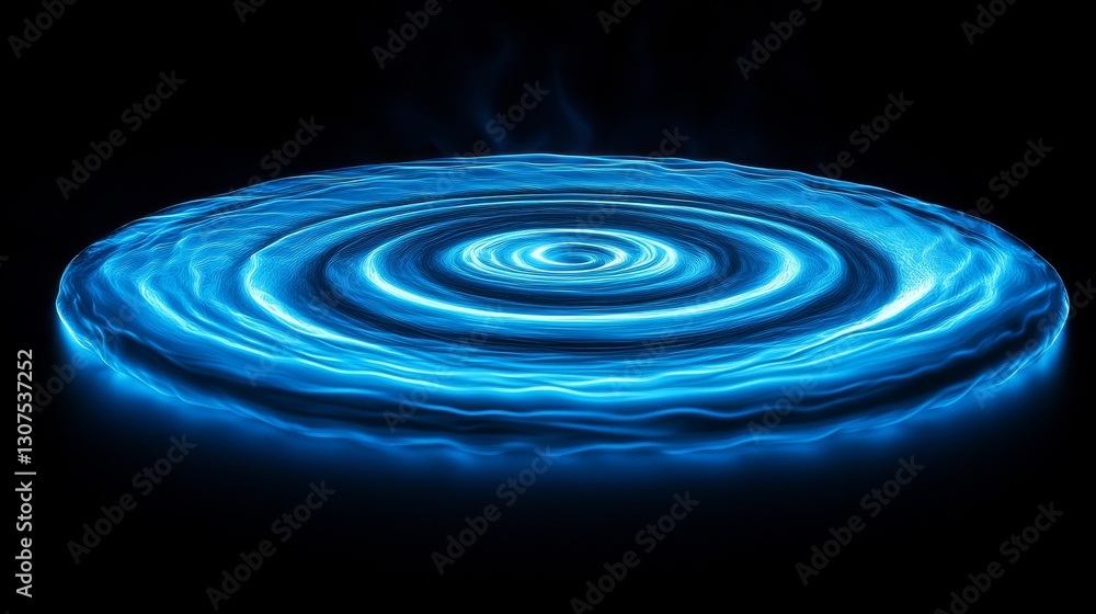 A glowing blue vortex swirls in a mysterious dark space A glowing blue vortex swirls in a mysterious dark space
