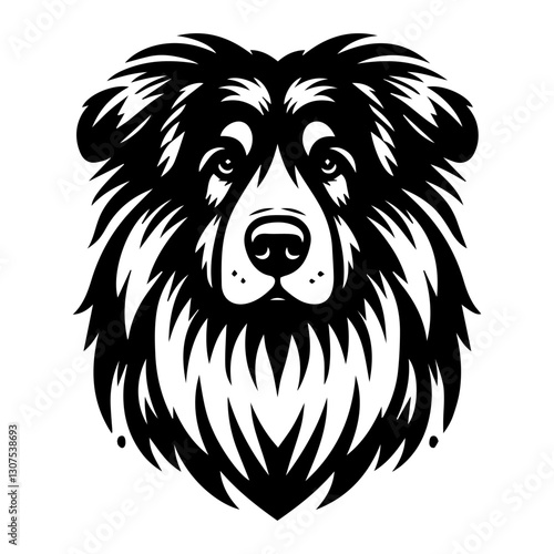 Dog's head is a black and white simple logo. EPS vector graphics.