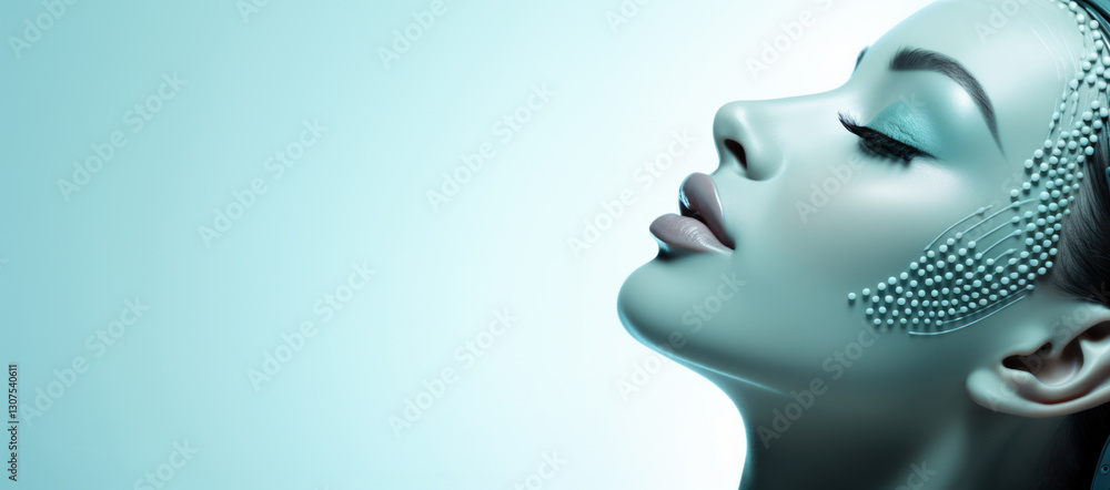 skincare concept with a woman face enhanced by advanced dermatological technology, depicting high-tech beauty treatment