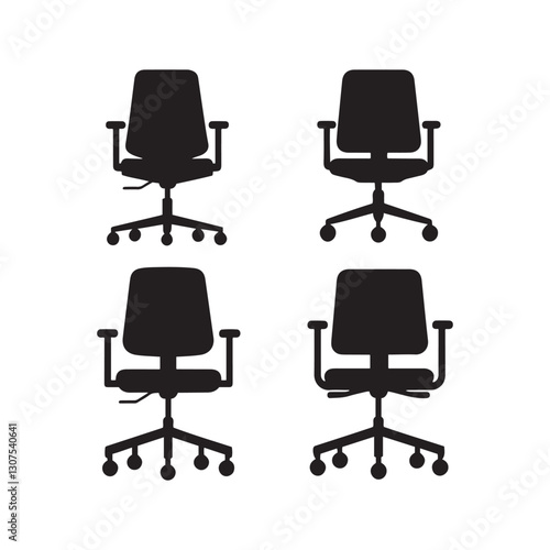 office chairs silhouette vector art illustration design 