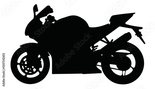 Motorcycle silhouette against a white background