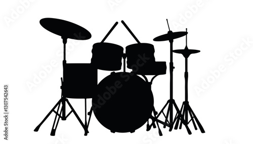 Drum kit silhouette against a plain white background