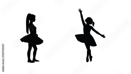 Ballet dancers in motion against a white background