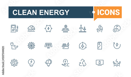 Renewable Energy modern icon. Contains such icons as light, clean energy, sunlight, turbine, eco, renewable energy and more. Line with editable stroke. Modern vector illustration.