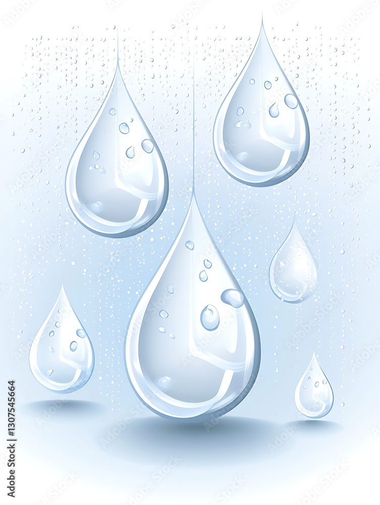 A gentle light blue gradient backdrop adorned with realistic water droplets, conveying a sense of freshness and clarity in a visually soothing way. A gentle light blue gradient backdrop adorned with realistic water droplets, conveying a sense of freshness and clarity in a visually soothing way.