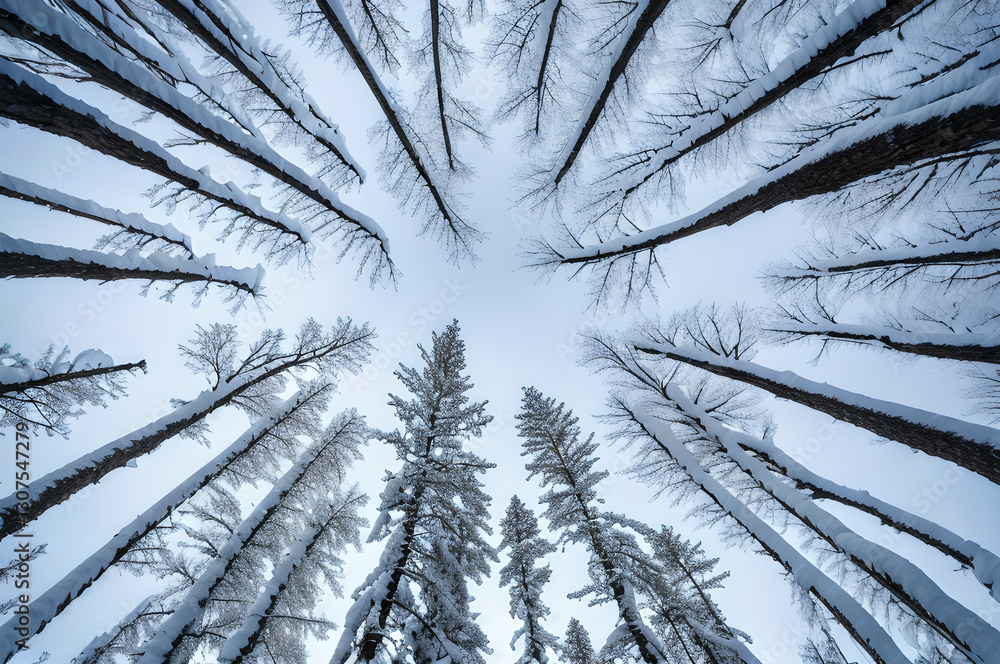 Obraz premium 雪景色の森