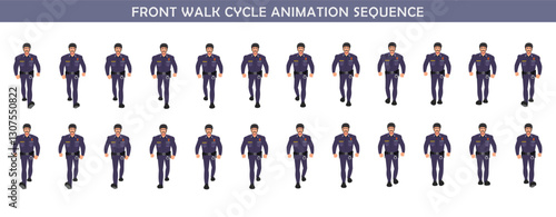 Police walk cycle animation sequence, Frame by frame animation of police officer walk.