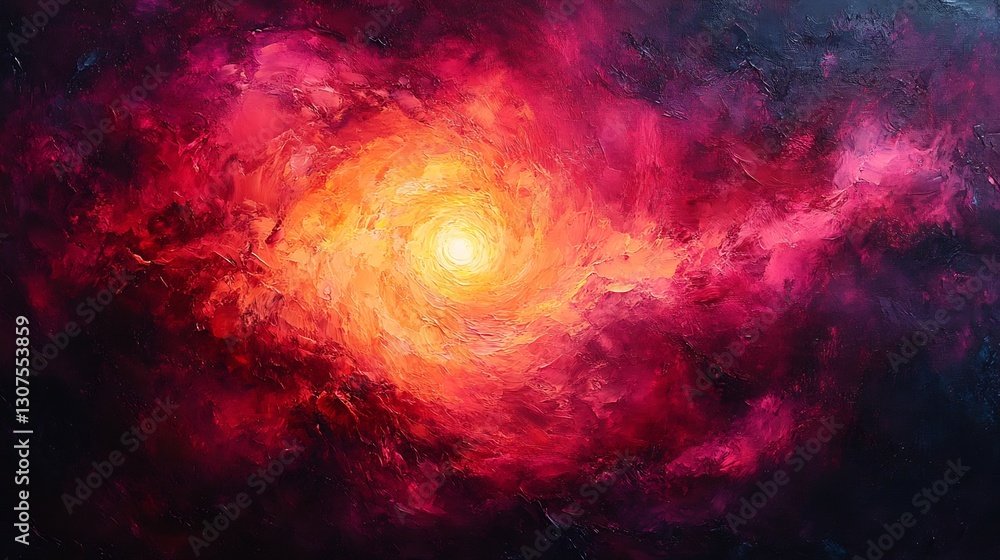 Fototapeta premium Fiery cosmic swirl glows intensely vibrant red and orange hues. AI Generated