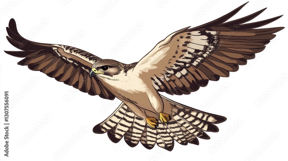 Fototapeta premium Raptor in Flight, Nature Illustration