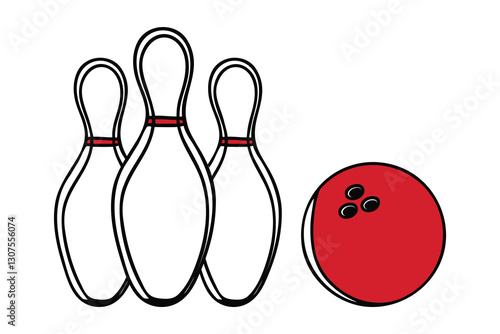 One single line drawing of bowling pins falling apart hit by bowling ball at alley lane graphic vector illustration. Leisure activity and game sport concept. Modern continuous line draw design