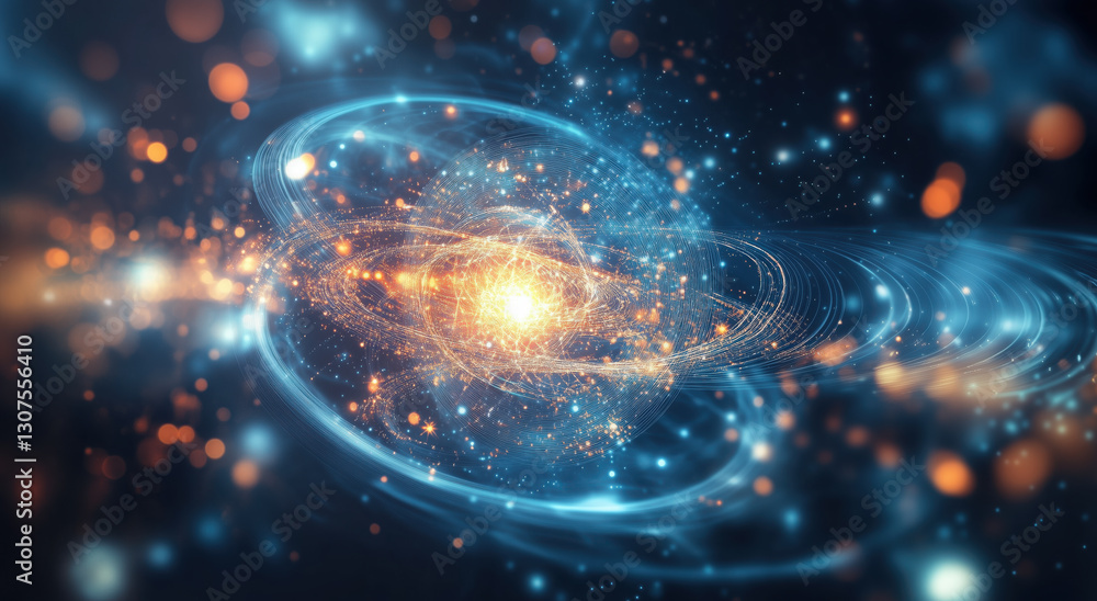 Obraz premium Futuristic swirling vortex of light particles creating dynamic energy flows